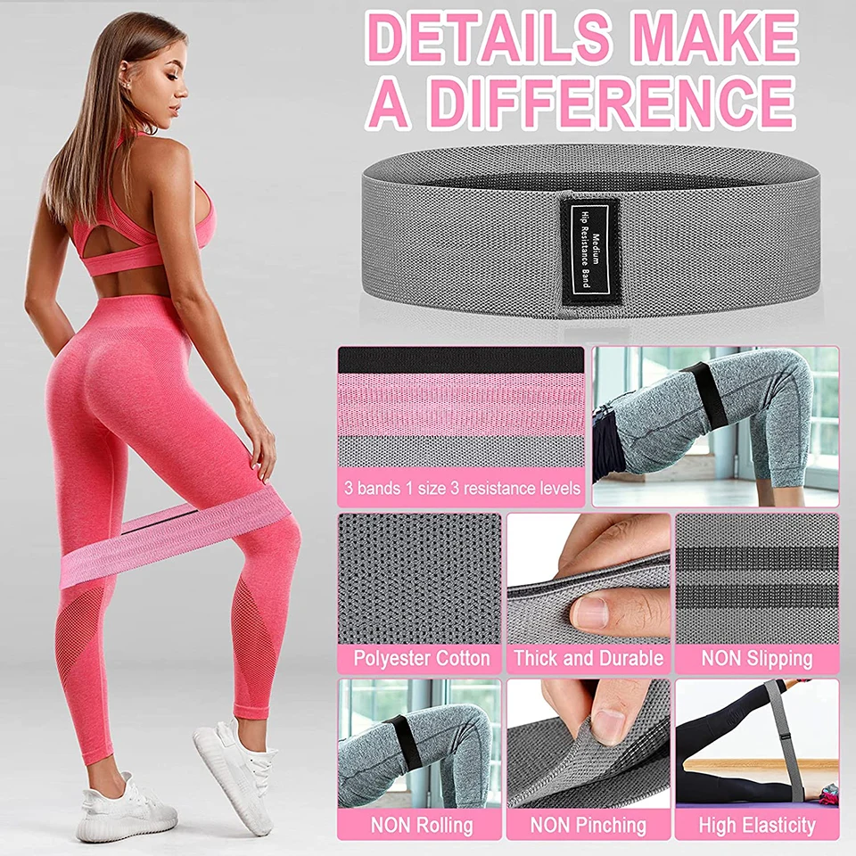 Colorful Pilates Rope Resistance Bands For Sports Crossfit Fabric Resistance Bands Set Gym Booty Hip Bands Strength Fitness Gum