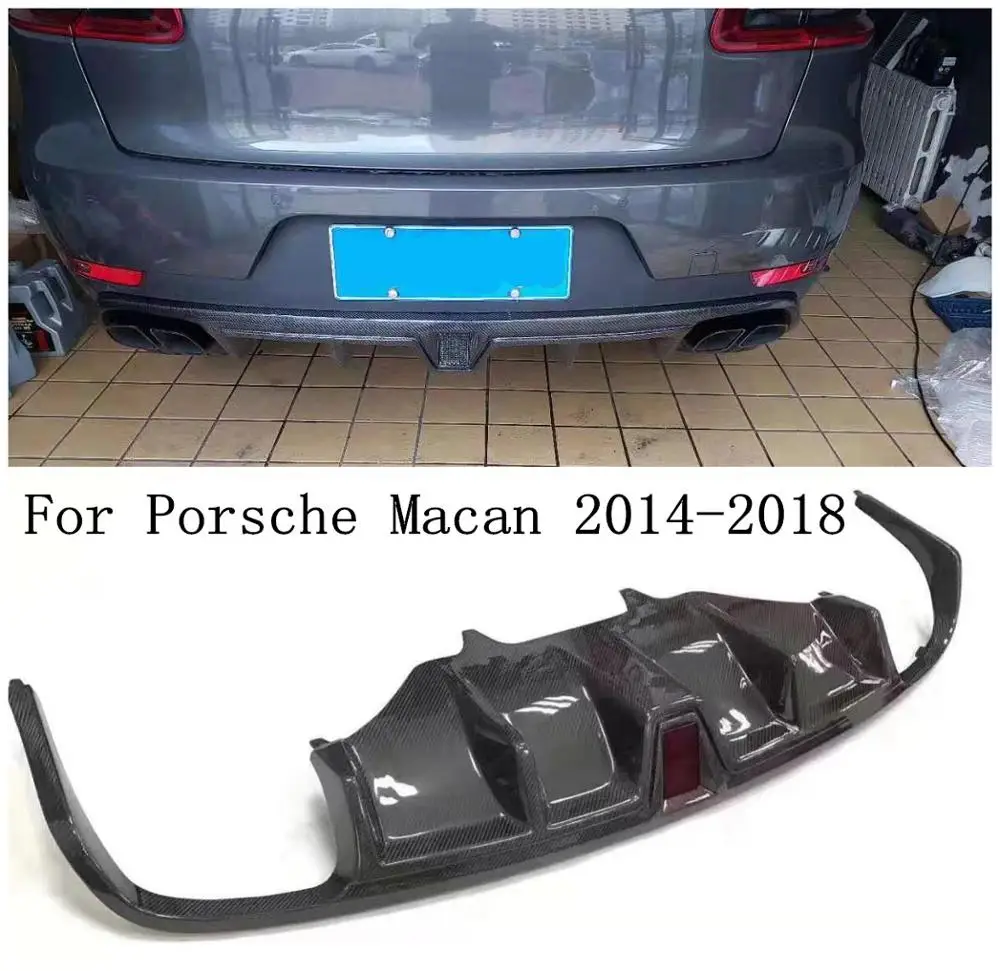 Carbon fiber Rear Bumper Lip Auto Car Diffuser With LED Lamp For Porsche Macan 2014 2015 2016 2017 2018