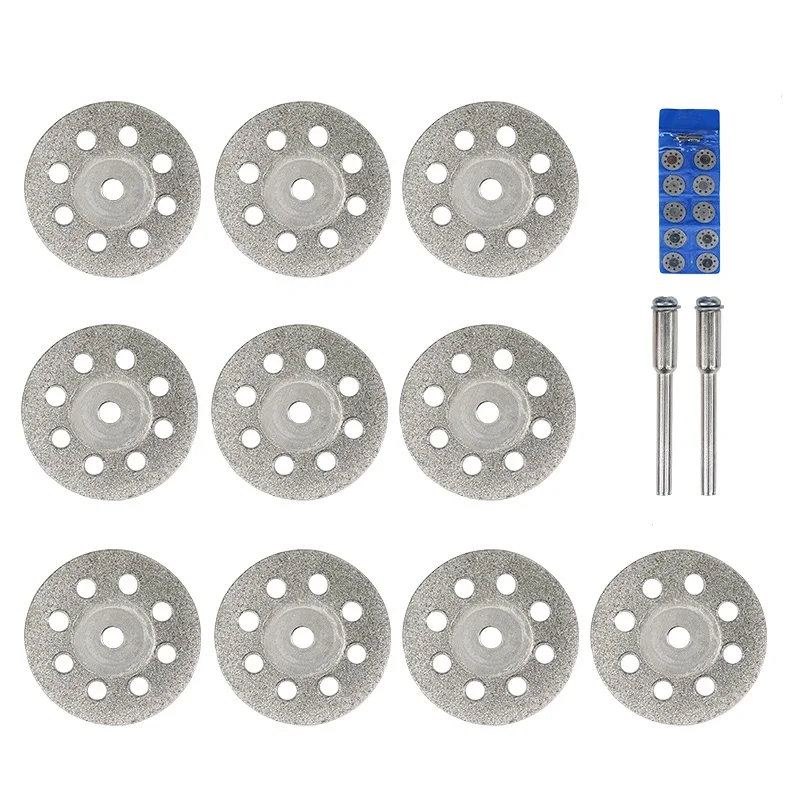 12pcs Set 20mm 22mm 25mm 30mm Diamond Saw Blade With Mandrel for Dremel Rotary Tools Mini Diamond Cutting Disc