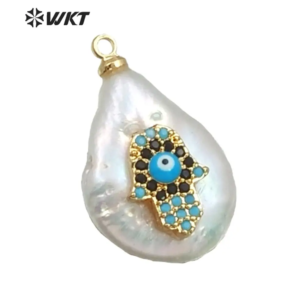 

WT-MP133 Natural Freshwater Pearl&CZ Pendant Irregular Shape With Stone Pave Stars Heart ACC Women Fashion Jewelry Findings