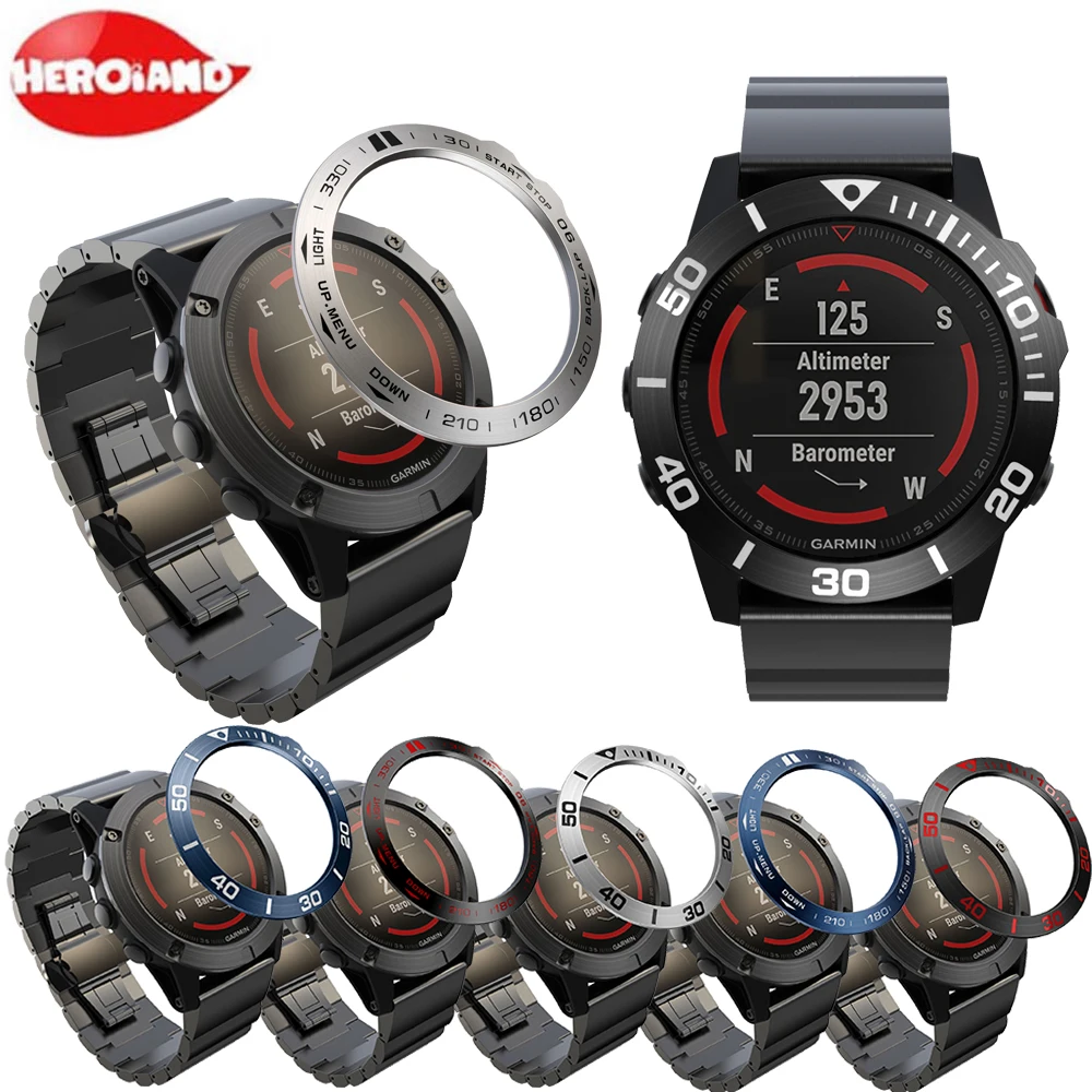Metal Cover Frame For Garmin Fenix 5/5X/3 Smart Watch Dial Bezel Ring Styling Case Adhesive Cover Anti Scratch Protection Ring