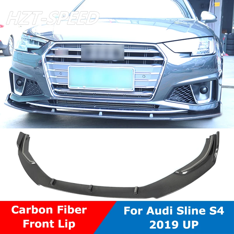 Real Carbon Fiber Front Bumper Lip Shovel Chin For Audi A4 Sline S4 Car Modification 2019 Up