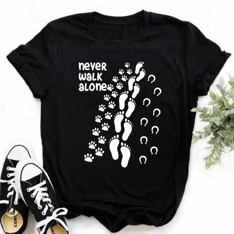 Maycaur Dog Paws Printed T-Shirt Funny Women Tee Shirt Loose Summer T Shirts Harajuku Aesthetic Black Tops Casual Women Clothes