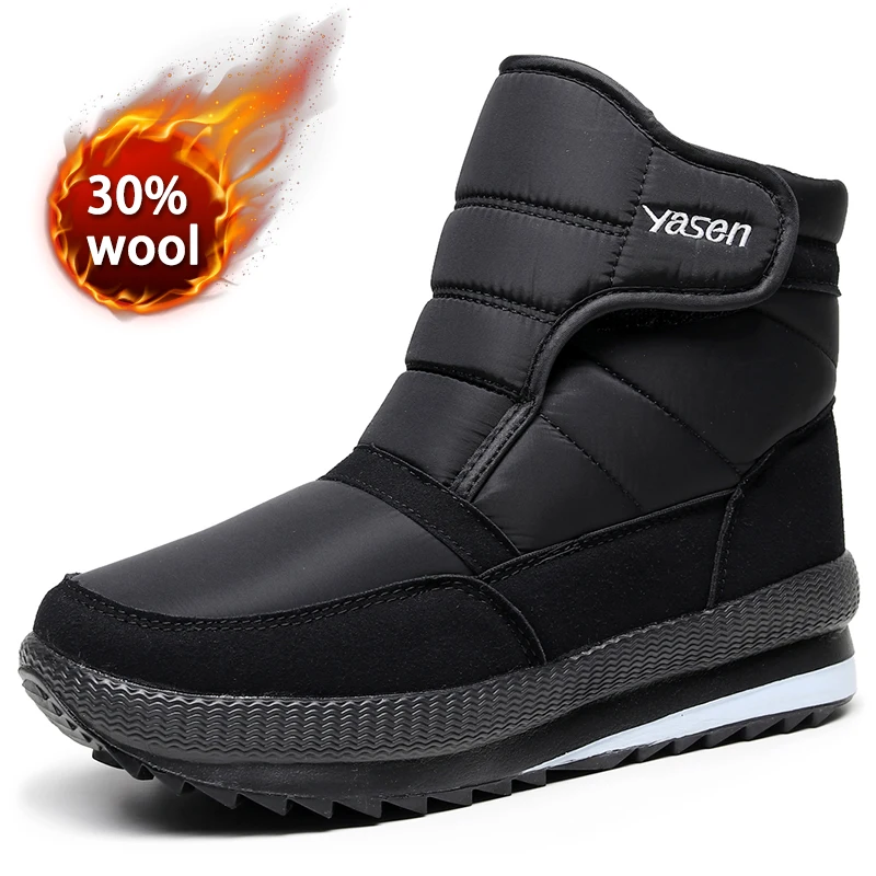 SNOW SHOES Men Boots Winter with Fur 2022 Warm Snow Boots Men Winter Work Casual Shoes Sneakers High Top Rubber Ankle Boots
