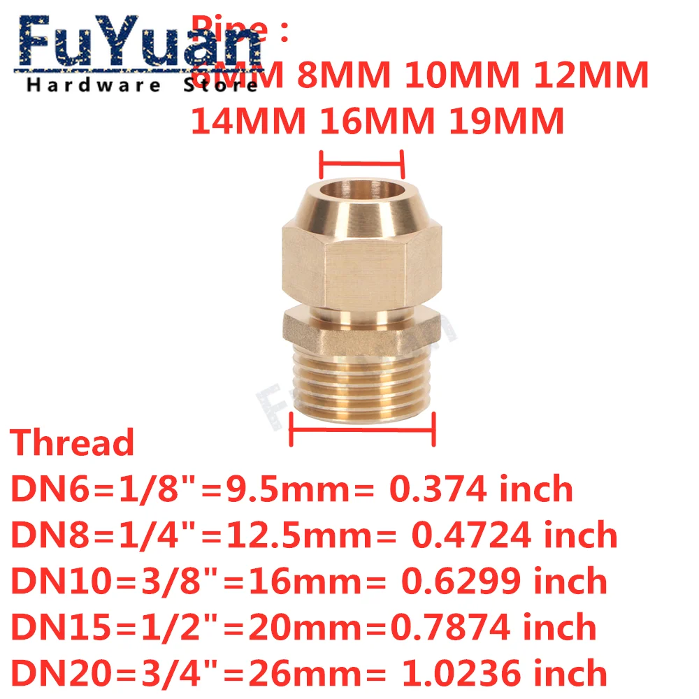 Connecteur d'évasement en cuivre, filetage mâle 1/4 