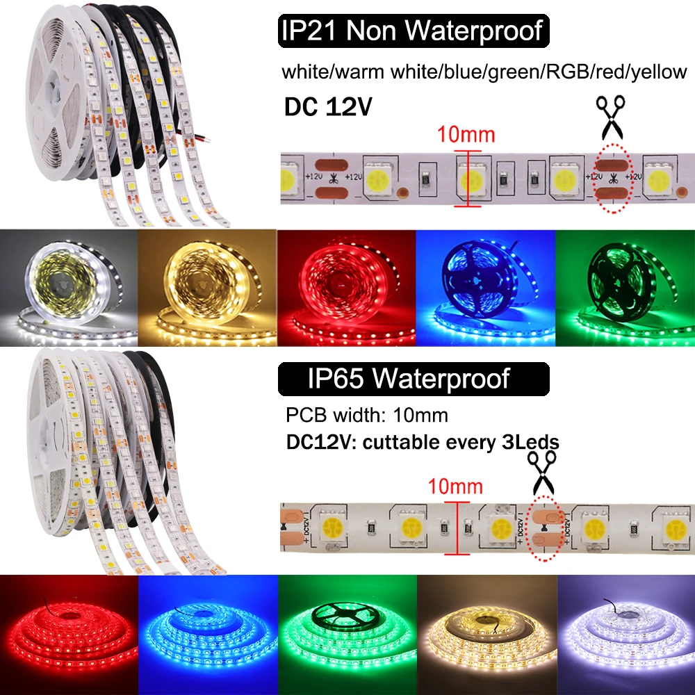 SMD 5050 listwy RGB LED lekka wodoodporna taśma LED 5M 300LED DC12V 24V RGBCCT RGBW RGBWW białe ciepłe białe światło LED taśma elastyczna