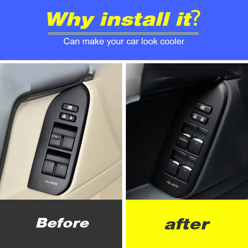 Vtear car window lift switch button trim accessories inner decoration cover interior For Toyota LAND CRUISER 200 2020 parts 2018