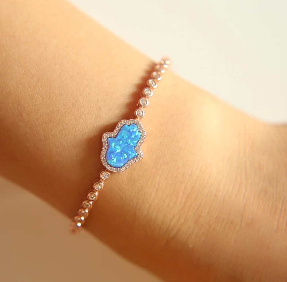 2017 factory string red braid evil eye blue opal hams hand High quality 925 sterling silver fine jewelry wedding bracelet women