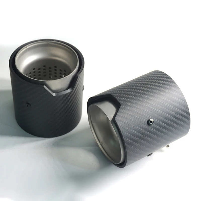 2pcs 73MM IN 93MM OUT Car Exhaust tip Matte Carbon Fiber For BMW M Performance exhaust pipe M2 F87 M3 F80 M4 F82 F83