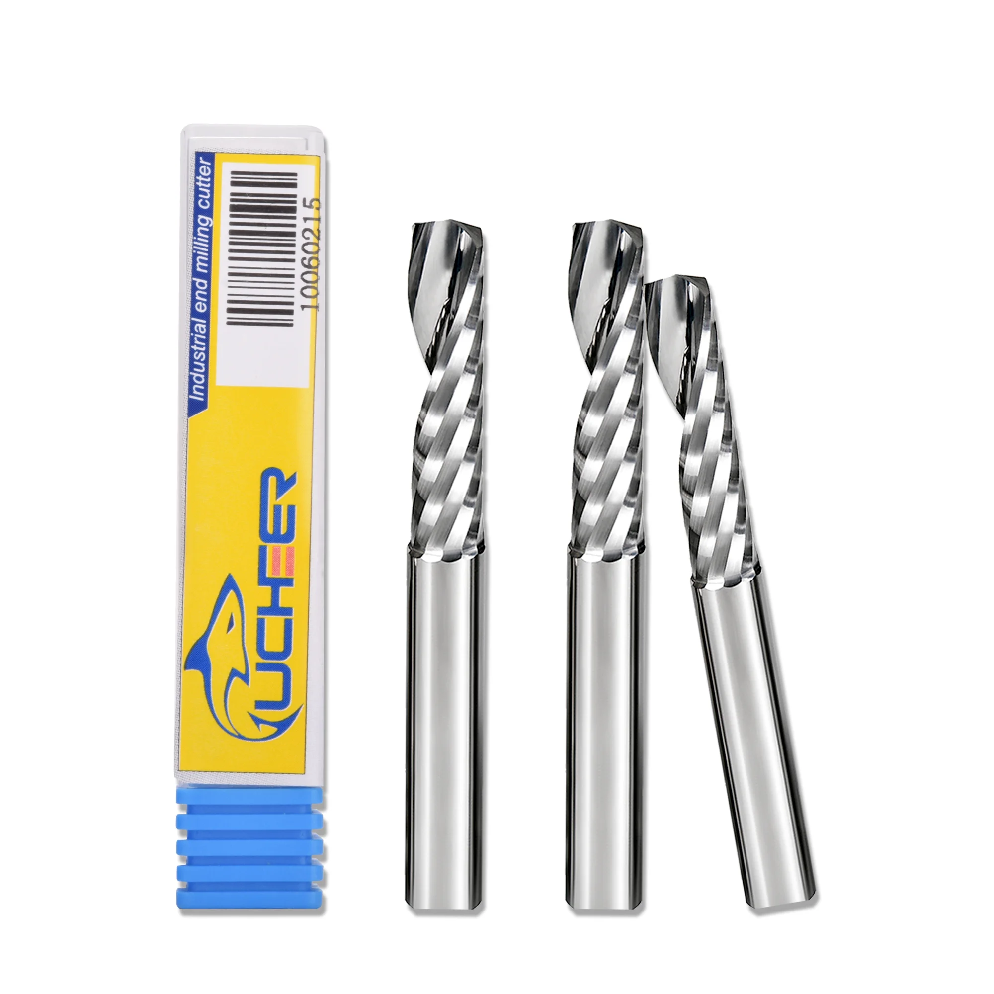 UCHEER 1pc 3.175mm single flute end mill for wood processing CNC  Cutters Carbide Tools Milling Cutter for MDF Plywood