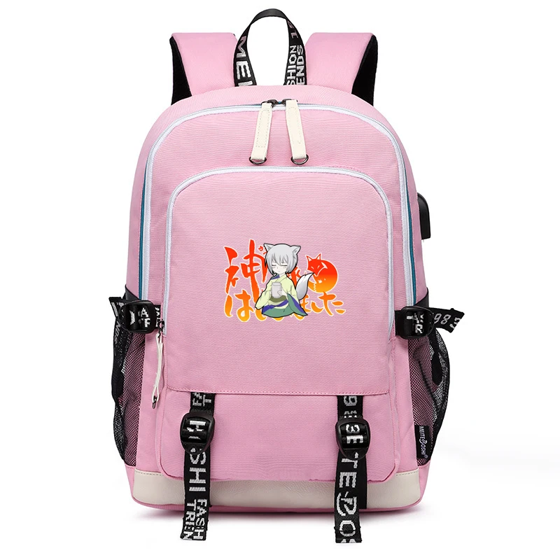 Kamisama Love Kamisama Kiss Pink School Bags Cartoon Women Backpack Tomoe Bookbag USB Charging Laptop Backpack Travel Bagpack
