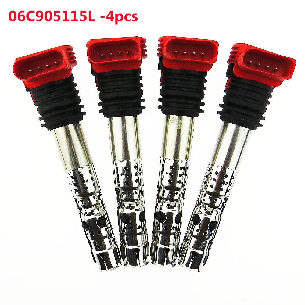 SCJYRXS Red Ignition Coil For Audi  A4 B6 B7 8E A6 C5 C6 4B A8 D3 4E 3.0L 4 Cylinder V6 ASN BBJ 06C905115L 06C 905 115 L