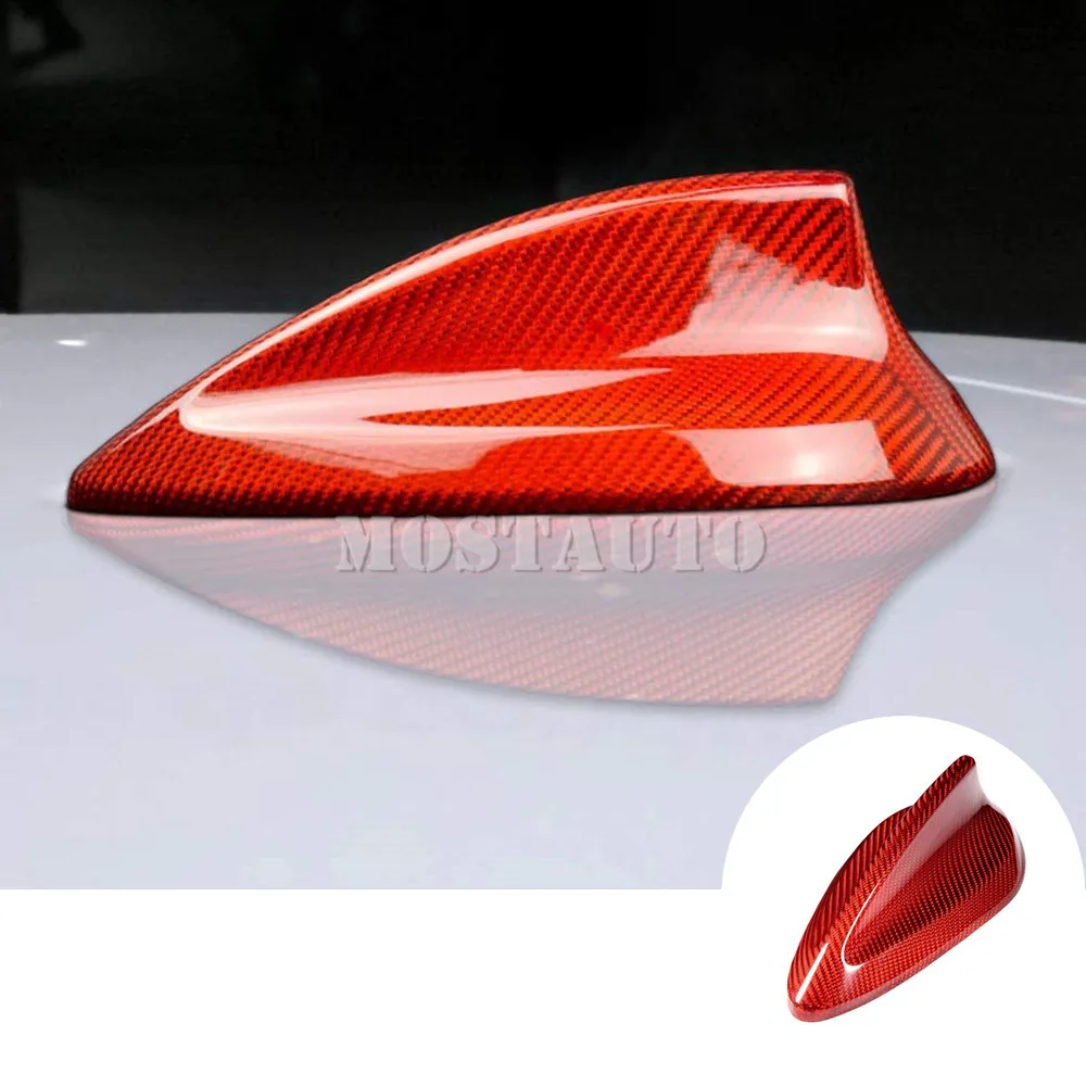 For BMW X3 X4 X5 X6 X7 G01 G02 G05 G06 G07 2019-2021 Real Carbon Fiber Exterior Car Roof Shark Fin Antenna Cover Trim  Black/Red