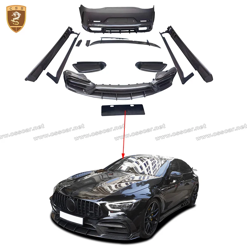 For Benz GT50 GT53 GT63S Upgrade Topcar Style Car Body Kits Dry Carbon Fiber Front Lip Rear Bumper Engine Cover Spoiler Wings