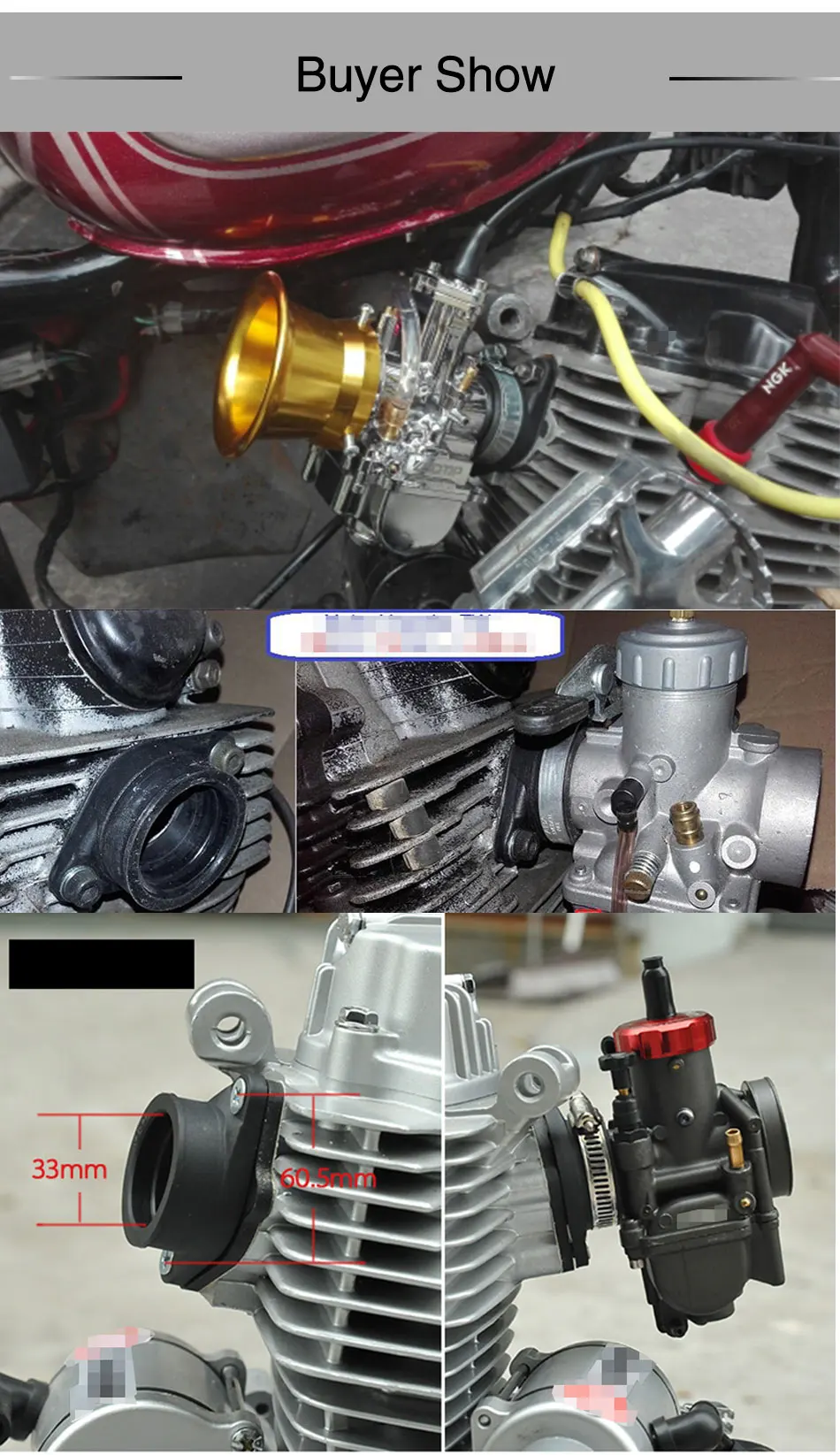 ZSDTRP Motorrad Vergaser Adapter Einlass Ansaugrohr für PWK 21/24/26/28/30/32/34mm PE26/28/30mm TM28/32/34 Carb Pit Dirt Bike – Detail 12