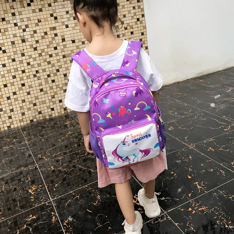 Cute Girls Children Anime Schoolbag Kids Unicorn School Backpack Child Kawaii Pink Purple Printing Bag Kindergarten Waterproof