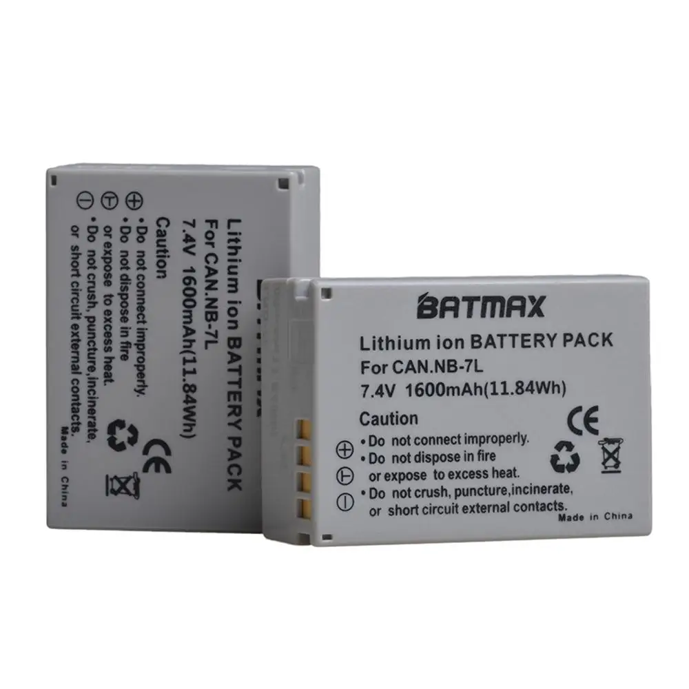 2X 1600mAh NB-7L NB7L NB 7L Battery Akku for Canon PowerShot G10 G11 G12 SX30IS Cameras