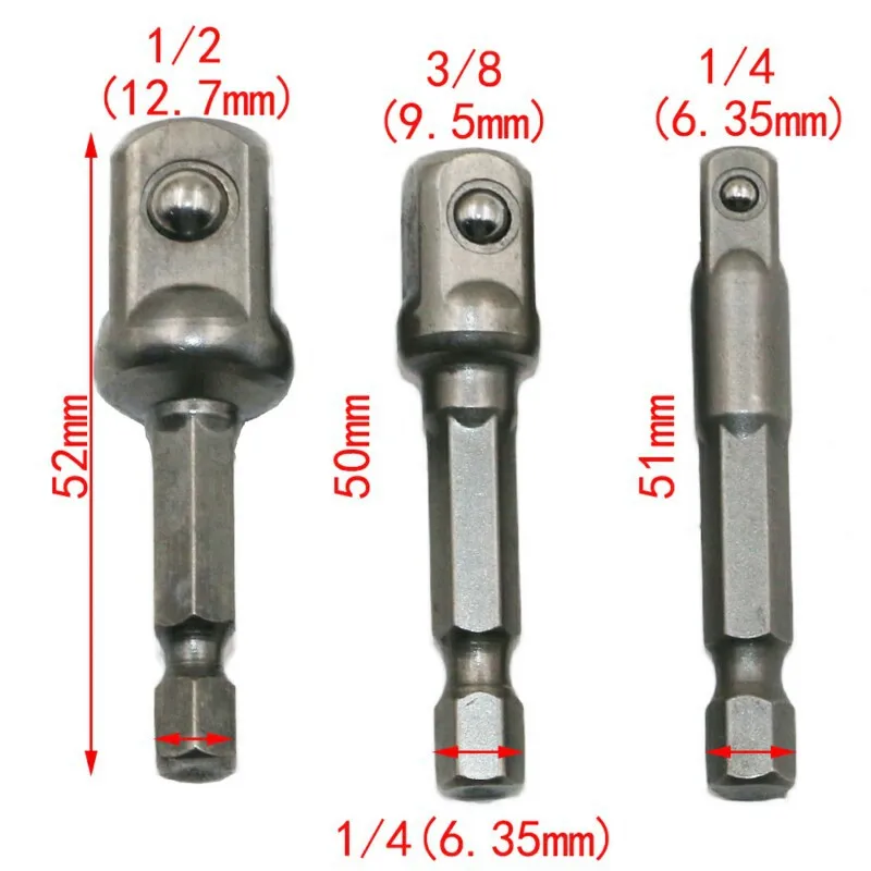 3PC/8PC Chrome Vanadium Steel อะแดปเตอร์เต้าเสียบ Hex Shank Square Extension Drill Bits Hex Bit Set เครื่องมือแน่น