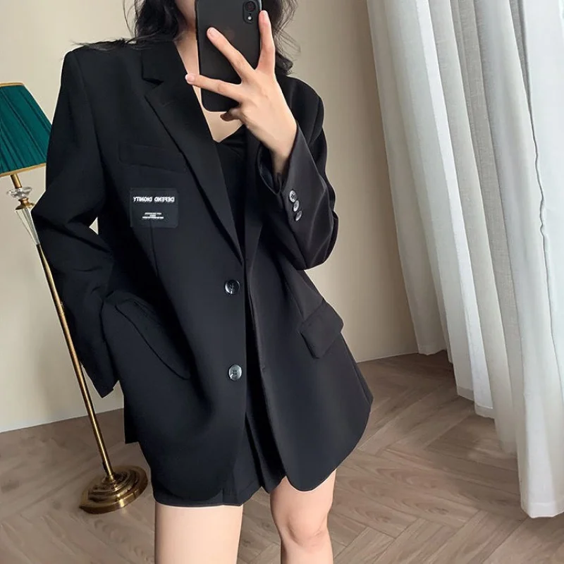 

Office Ladies Women Blazer Notched Collar Single Breasted Autumn Jacket NICE Casual Pockets Female Suits Coat