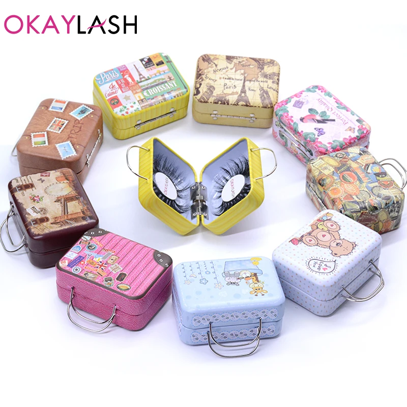 OKAYLASH Mini Steel Empty Case High Quality 25mm long Eyelash Packaging Box Attractive Lashes Suitcase Wholesale Factory Price