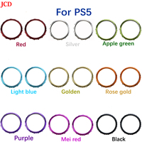 JCD 2pcs For PS5 Game Handle Controller Chrome Metal Thumbstick Accent Rings Replacement Accessories
