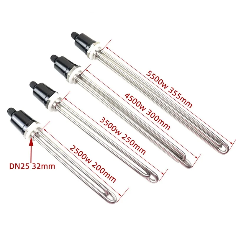 220v DN25 3500W Stainless Steel 304 Double U Type Electric Water Heating Element With End Cap