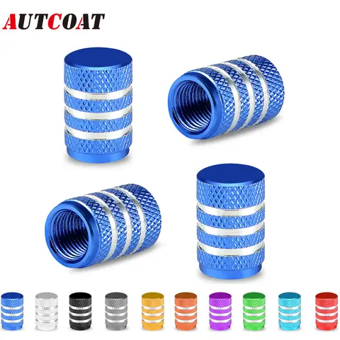 AUTCOAT 4Pcs 알루미늄 자동차 바퀴 타이어 밸브 캡 타이어 림 스템 커버 Airdust 자동차 오토바이 트럭 자전거 방수