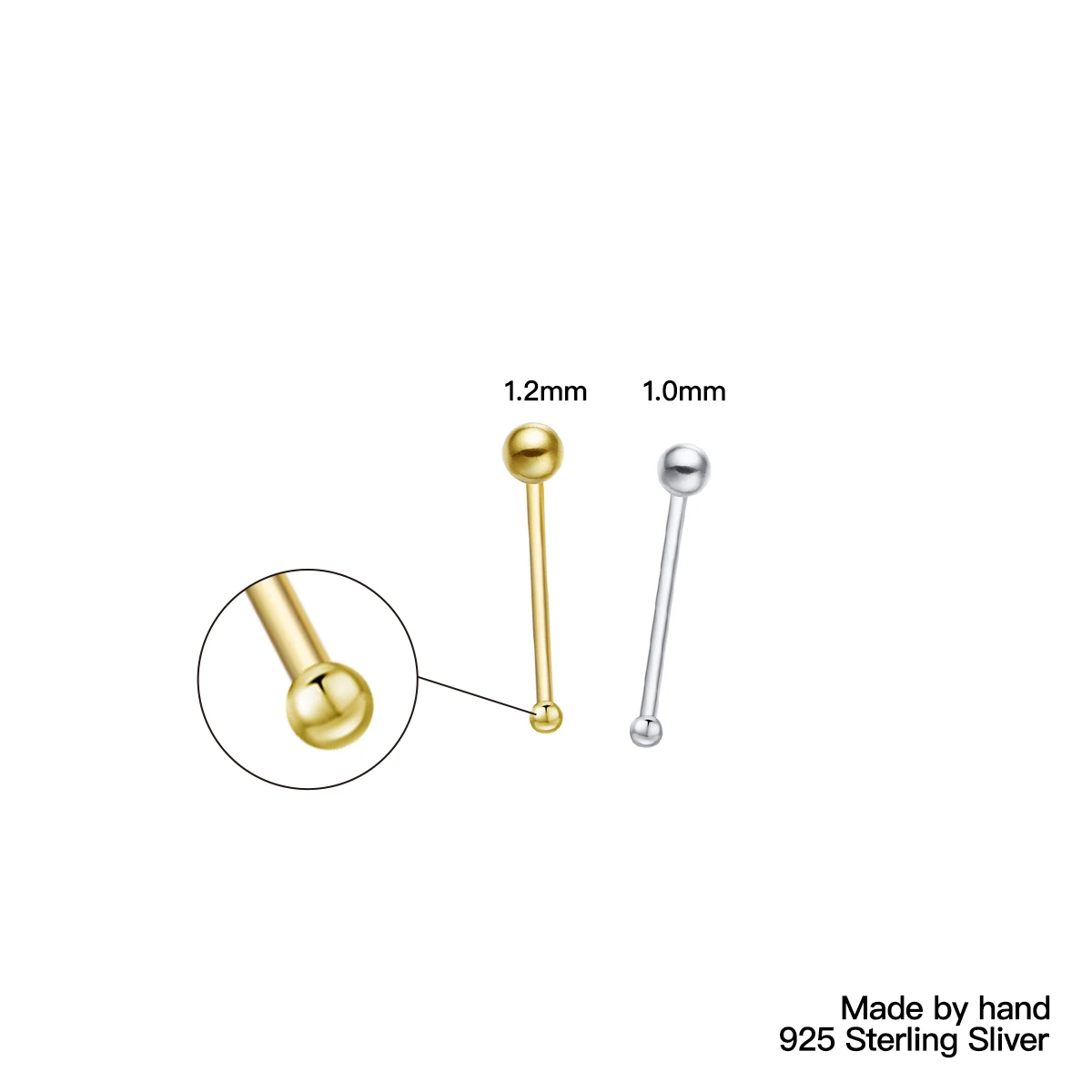 36Pcs 925 Sterling Silver Tiny Mini Cute Ball Shape Nose Pin Body Piercing Jewelry Percing Nez Pircing Nariz