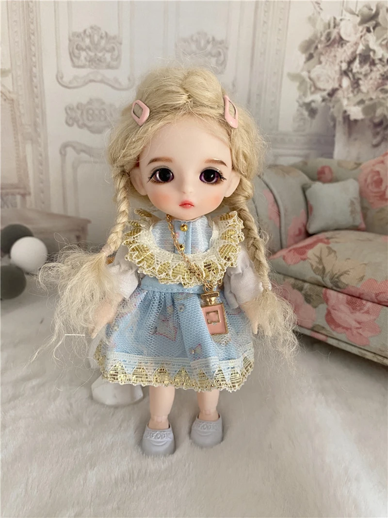 1/8 skala 16CM Mini Nette BJD Prinzessin Puppe Mit Mode Kleidung Anzug OB11 Gelenke Beweglichen Körper Figur Puppen Spielzeug geschenke Für Mädchen