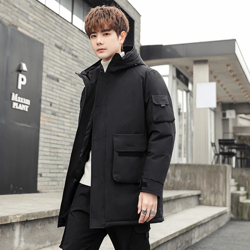 2021 winter new men\'s outfit tooling men\'s leisure down jacket men brand fashion hooded warm casual men coat full sleeve