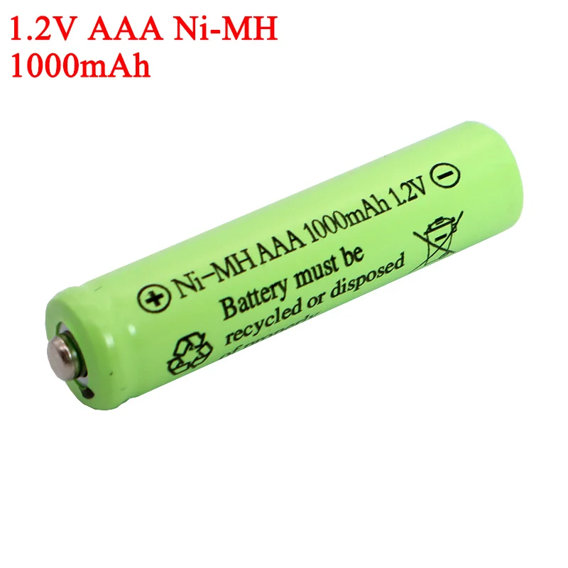 Pilas AAA de 1,2 v NI-Mh, pilas recargables de 1000mAh, de 1,2 V Ni-Mh aaa para coche eléctrico de Control remoto, juguete RC ues