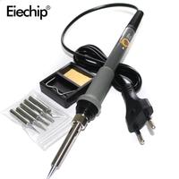 EU Plug 220V 60W Electrical Soldering Iron Adjustable Temperature Soldering Gun Welding Rework Repair Tool With 5pcs Solder Tip