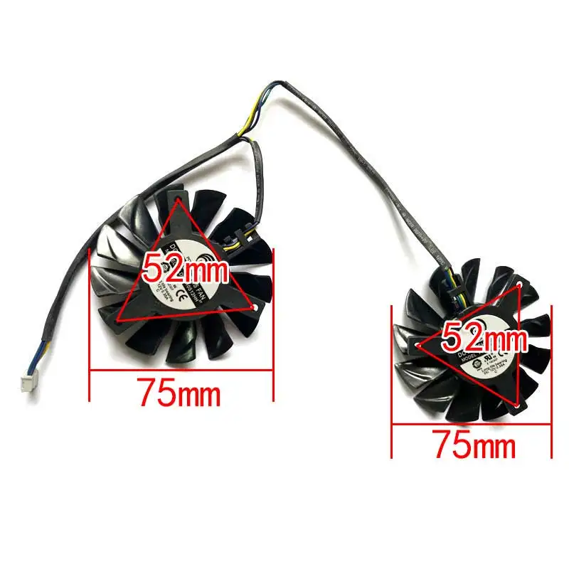 Ventilador de placa de vídeo, 2 pçs, 75mm pld08010s12hh, 4pin n660ti, para msi n660 hawn650 power edition r6950 twin froz