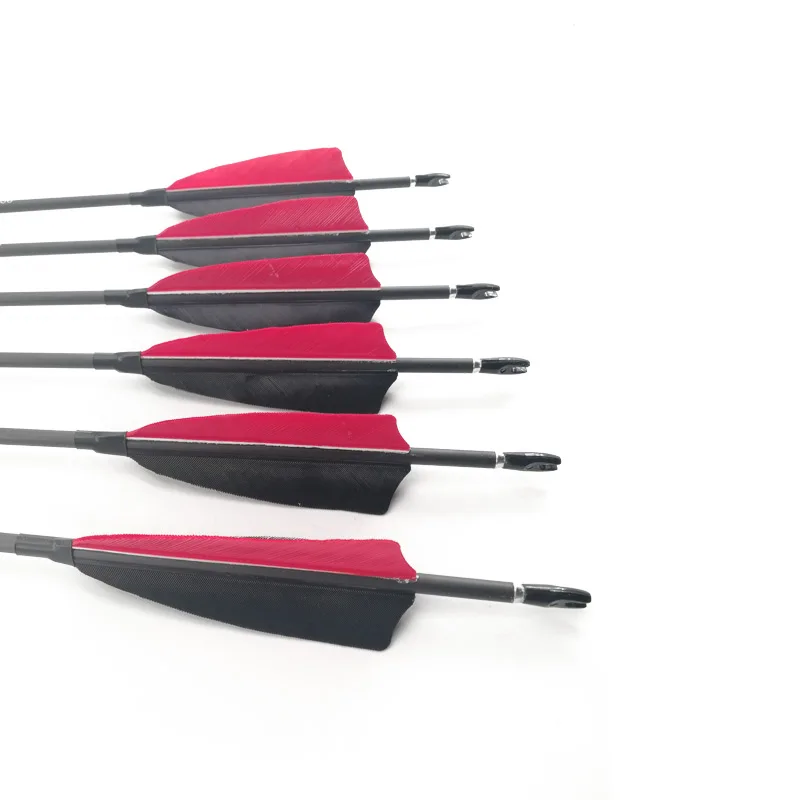 Carbon Arrow Spine 400 500 600 900 ID4.2mm Arrow with Black and Blue Color Turkey Feather Vanes for Recurve/Compound Bows Archer