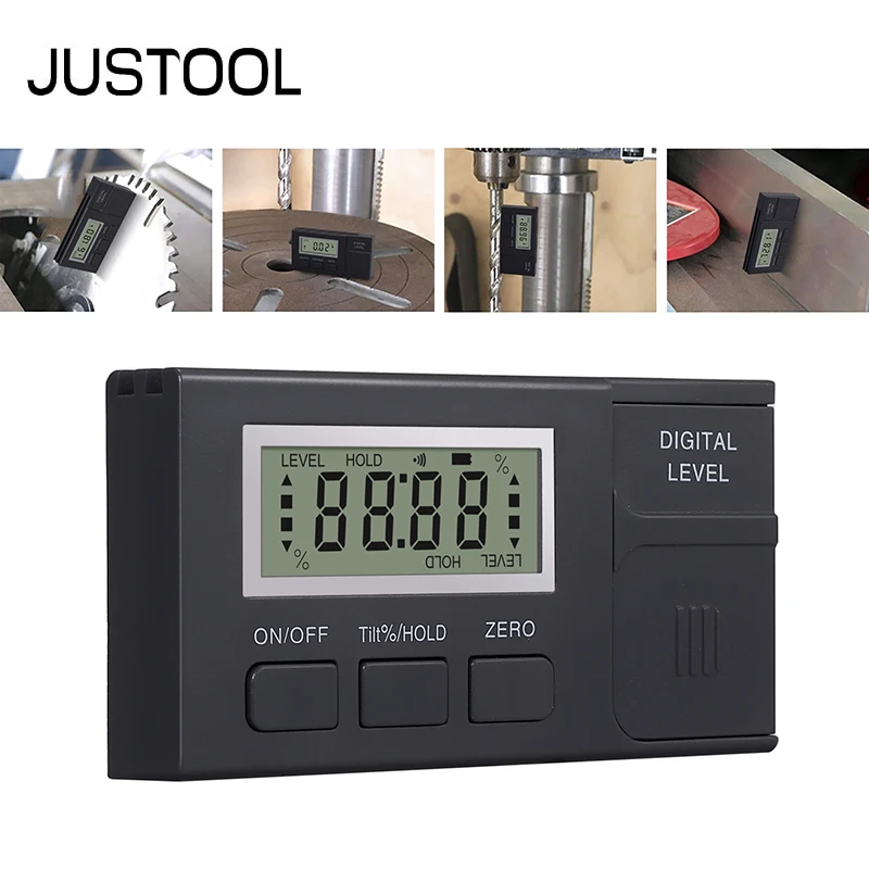 JUSTOOL Mini Digital Miter Saw Protractor Angle Finder inclinometer with Magnetic on 2 Sides electronic level Box for Table Saw