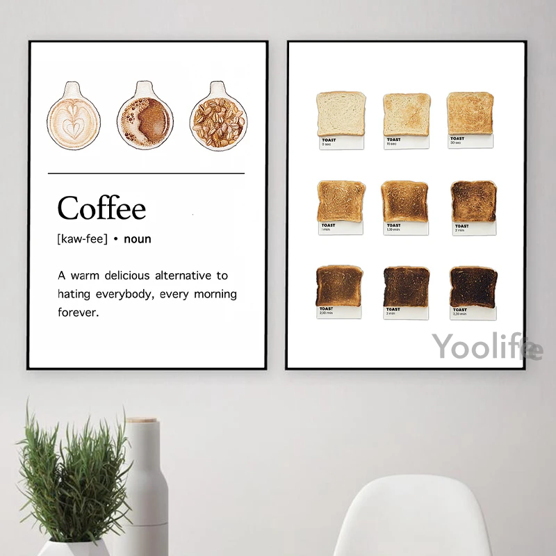 Coffee Guide Poster Canvas Painting Kitchen Wall Decor ,Coffee Roast Color Chart Watercolor Print Bar Cafe Shop Wall Art Picture