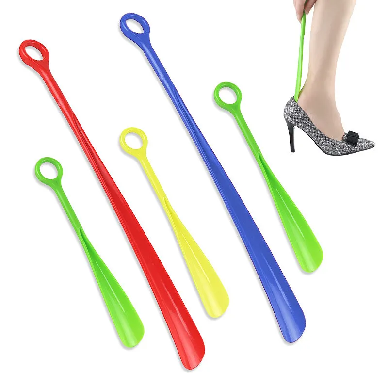 New Arrival 1Pcs 47cm Shoehorn Plastic Solid Color Professional Easy Reach Flexible Handle Remover Aid Slip Shoehorn