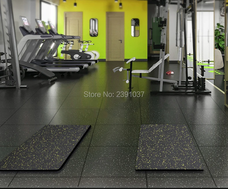 Eco-Friendly Heavy Duty Gym Rubber Mats, Extra Thick Mat, Flooring Tile, Home and Commercial Gym Garage, 50x50cm Thickness 1.5cm