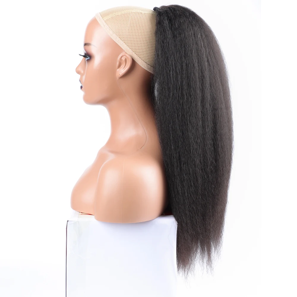 High Puff Afro Kinky Straight Ponytail sintetico nero donna capelli coulisse coda di cavallo estensione dei capelli lunghi coda di cavallo per le donne