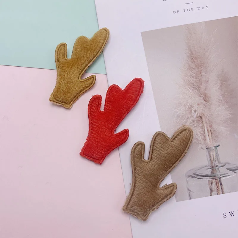 60Pcs/Lot 3.5*5.5CM Felt Christmas Antlers Padded Applique For DIY Clothes Hat Sewing Supplies Hair Clip Accessories Patches