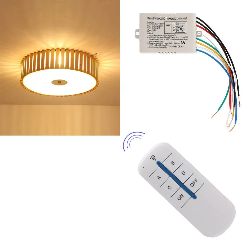 for Smart Light 4 Channel Wireless ON/OFF Lamp Remote Control Panel Switch Receiver Transmitter for Led Ceiling Lamps New