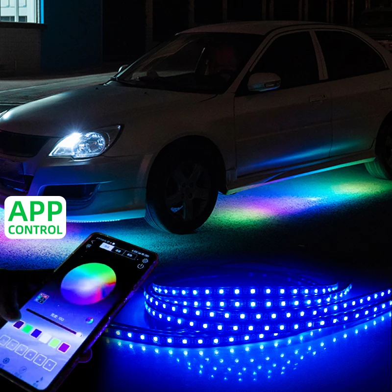 

Car Underglow Light Flexible Strip LED Underbody Lights Voice /APP Control Car Led Neon Light RGB Decorative Atmosphere Lamp