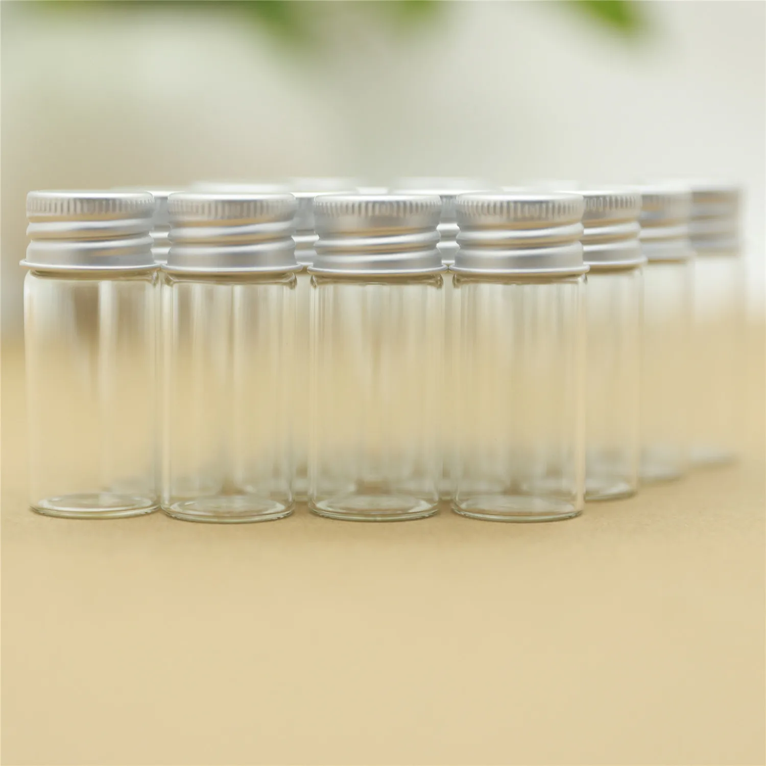 50pcs 22*50mm 10ml Tiny Glass Bottles Silver Screw Cap storage bottles & jar Glass Small Jars Mini Containers Vial Bottles