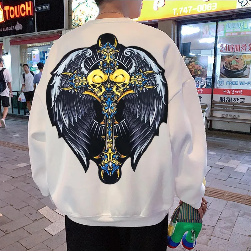 Large Cool Cross Skull Printing Embroidered Sew On Patches for Clothes DIY Coat Sweater T Shirt Clothing Patch Applique