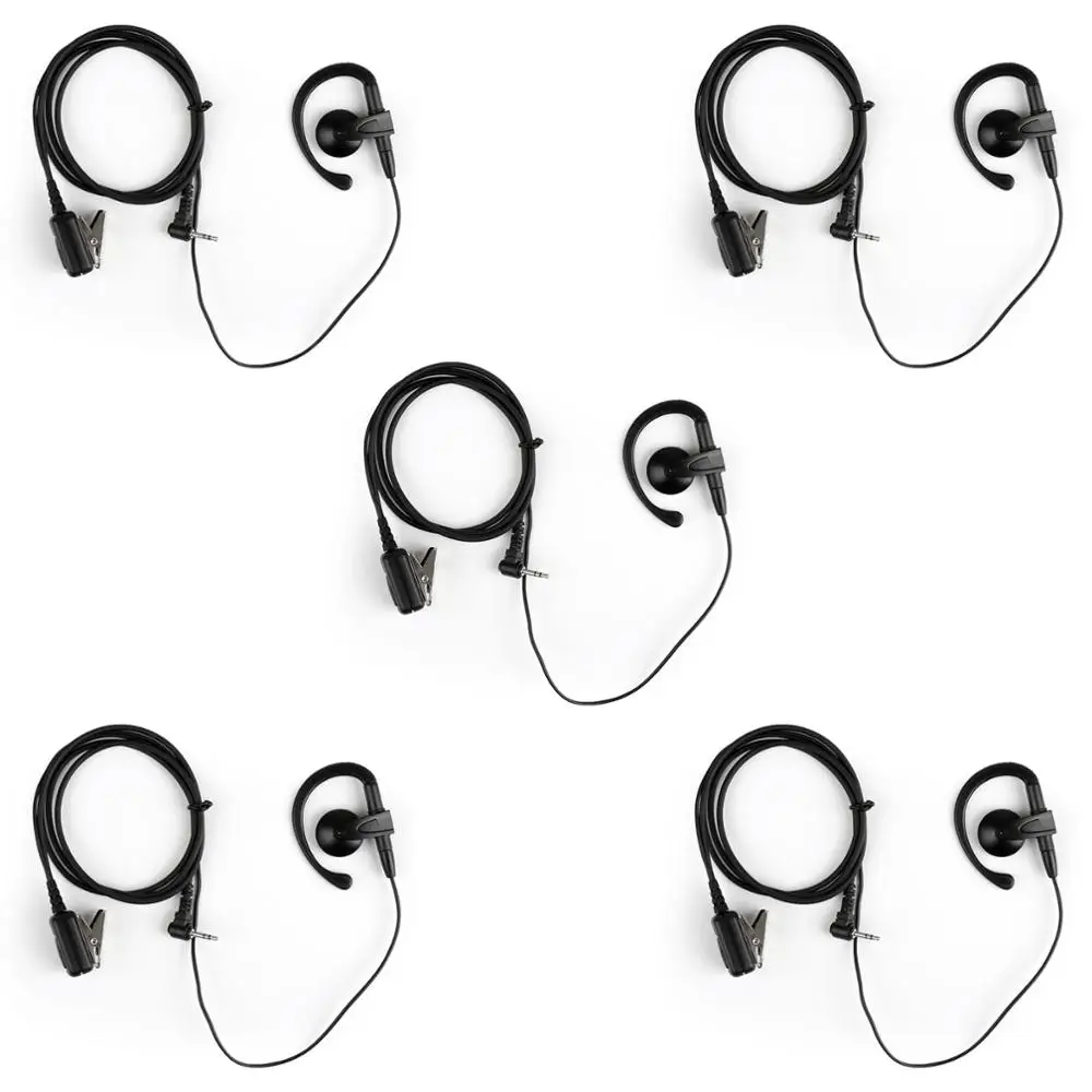 Artudatech 5Pcs 2.5mm Earhook Earpiece Headset PTT Mic For Motorola Talkabout T5022 Walkie Talkie Accessories