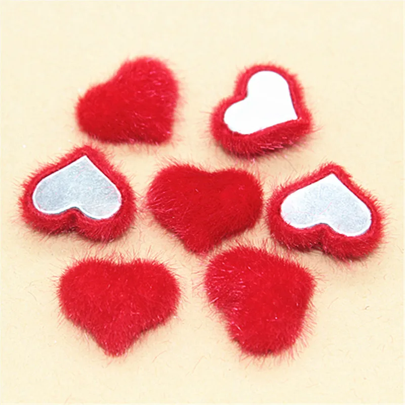 20PCS Mix Colors 22*18mm Hairy Fabric Covered Heart Button Flatback Cabochon DIY Decoration Handmade Scrapbooking,22*19mm,BK1036