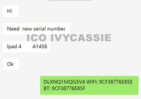 A5 A5X A6X SN+Wifi+BT Serial For iPad 2/3/4/Mini1 Unlock iCloud Serial NO.Mac-WiFi BT Address A1395 A1403 A1458 A1432 A1454 1416