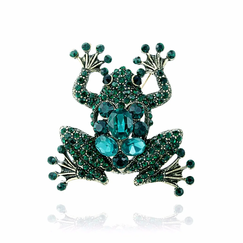 Muylinda Green Frog Brooches For Women Vintage Rhinestone Brooch Pins Designer Animal Pin Best Gift