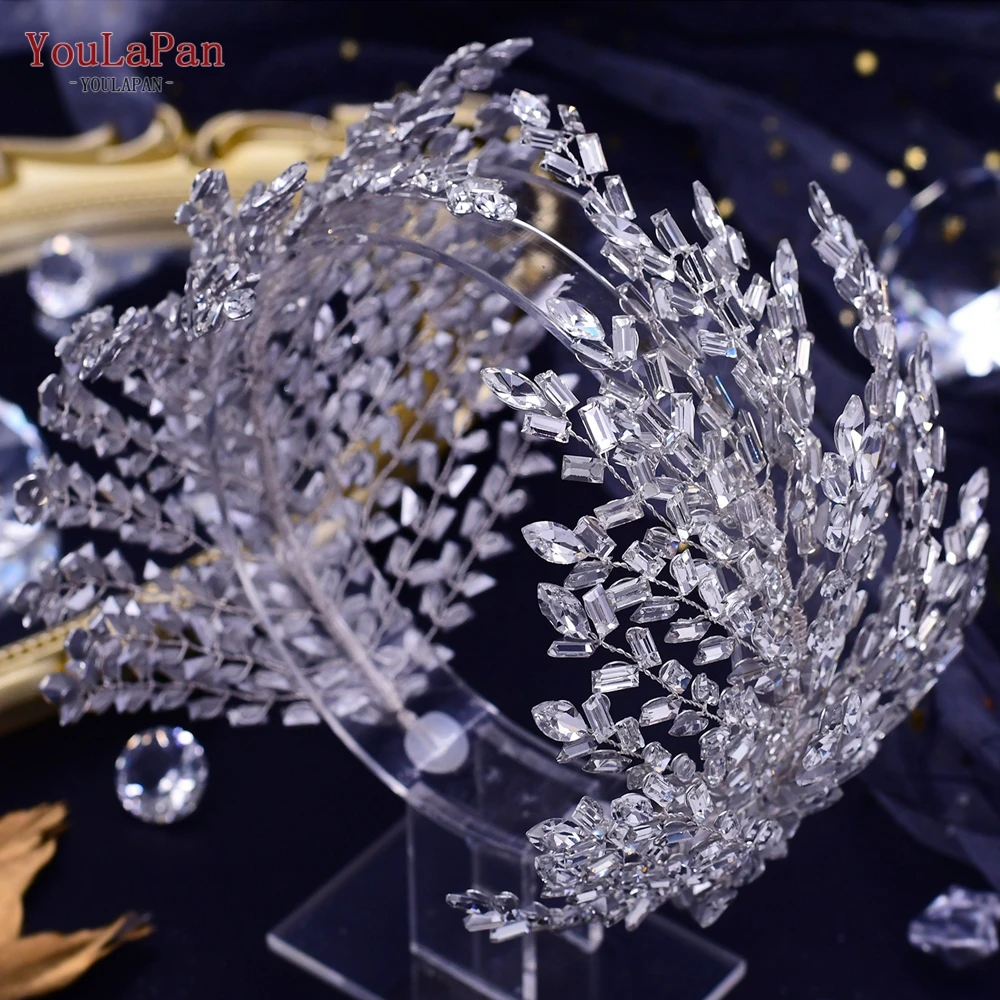 YouLaPan-accesorios para el cabello de cristal plateado para mujer, diadema de diamantes de imitación, joyería para el cabello de boda, corona de novia, Tiaras para el cabello, HP383