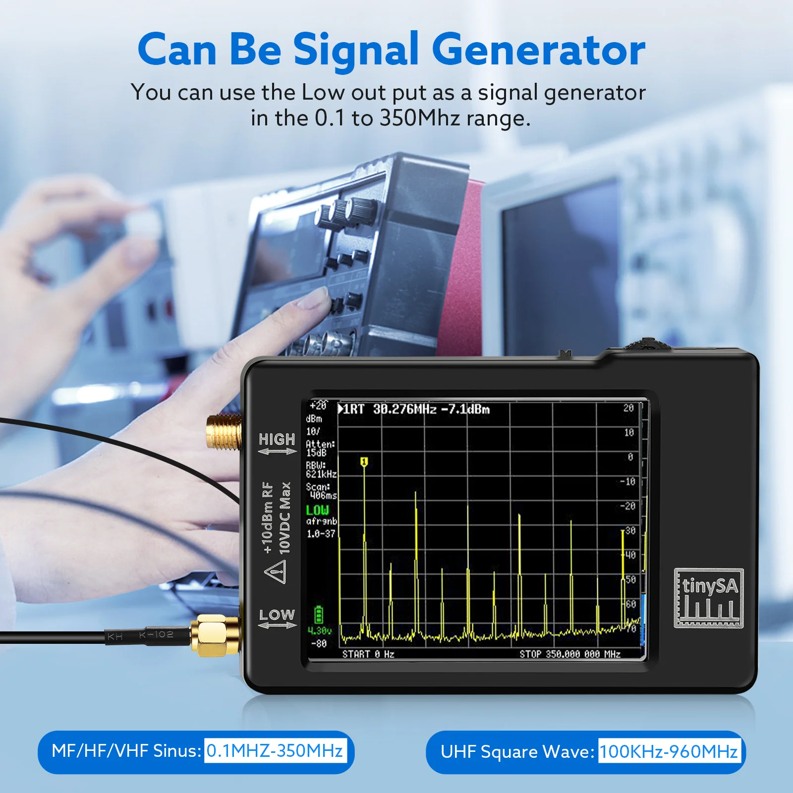 Imagem -03 - Analisador de Espectro Minúsculo Portátil Tinysa 28 Display 100khz a 960mhz com Versão Protetora Esd V0.3.1 e Atualizado